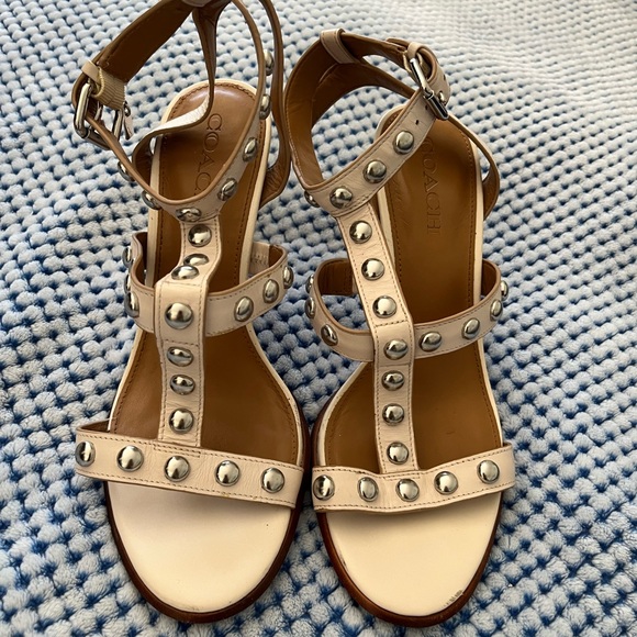 Coach Cream Studded Sandals - Picture 2 of 10